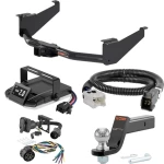 For 2017-2024 Nissan TITAN Tow Package Camp n' Field Trailer Hitch + Brake Controller Curt Assure 51160 Proportional Up To 4 Axles + 7 Way Trailer Wiring Plug & 2-5/16" ball 4 inch drop Fits All Models Curt 13304 2 inch Tow Receiver