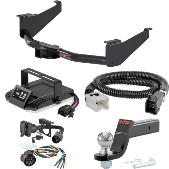 For 2017-2024 Nissan TITAN Tow Package Camp n' Field Trailer Hitch + Brake Controller Curt Assure 51160 Proportional Up To 4 Axles + 7 Way Trailer Wiring Plug & 2-5/16" ball 4 inch drop Fits All Models Curt 13304 2 inch Tow Receiver