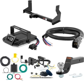 For 2014-2022 Mercedes Sprinter 2500 Tow Package Camp n' Field Trailer Hitch + Brake Controller Curt Assure 51160 Proportional Up To 4 Axles + 7 Way Trailer Wiring Plug & 2-5/16" ball 4 inch drop Fits Models w/ Factory Step Bumper Curt 13358 2 in