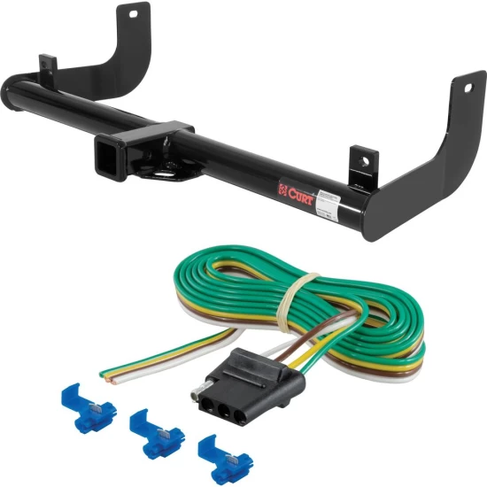 For 2009-2014 Ford F150 Trailer Hitch + Wiring 4 Pin Fits Models w/o Factory Connector Except factory receiver Curt 13371 58044 2 inch Tow Receiver