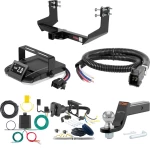 For 2007-2013 Mercedes Sprinter 3500 Tow Package Camp n' Field Trailer Hitch + Brake Controller Curt Assure 51160 Proportional Up To 4 Axles + 7 Way Trailer Wiring Plug & 2-5/16" ball 4 inch drop Fits 144 inch Wheelbase - w/ factory step bumper C