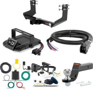 For 2007-2013 Mercedes Sprinter 3500 Tow Package Camp n' Field Trailer Hitch + Brake Controller Curt Assure 51160 Proportional Up To 4 Axles + 7 Way Trailer Wiring Plug & 2-5/16" ball 4 inch drop Fits 144 inch Wheelbase - w/ factory step bumper C