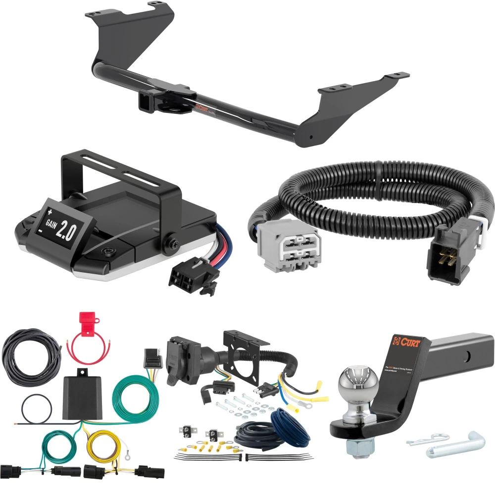 For 2017-2020 Chrysler Pacifica Tow Package Camp n' Field Trailer Hitch + Brake Controller Curt Assure 51160 Proportional Up To 4 Axles + 7 Way Trailer Wiring Plug & 2-5/16" ball 4 inch drop Fits LX Excluding Hybrid Curt 13383 2 inch Tow Receiver