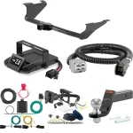 For 2017-2020 Chrysler Pacifica Tow Package Camp n' Field Trailer Hitch + Brake Controller Curt Assure 51160 Proportional Up To 4 Axles + 7 Way Trailer Wiring Plug & 2-5/16" ball 4 inch drop Fits LX Excluding Hybrid Curt 13383 2 inch Tow Receiver