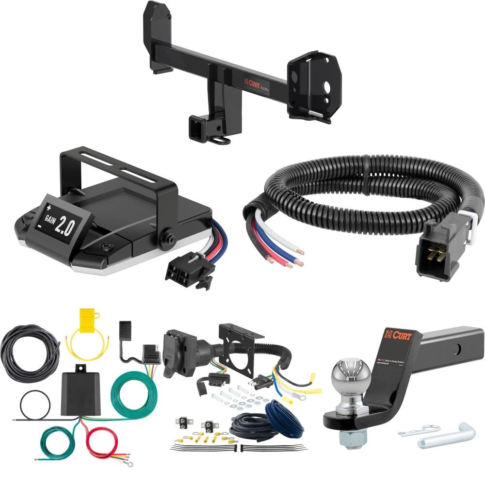 For 2018-2021 BMW X3 Tow Package Camp n' Field Trailer Hitch + Brake Controller Curt Assure 51160 Proportional Up To 4 Axles + 7 Way Trailer Wiring Plug & 2-5/16" ball 4 inch drop Except M40i Curt 13387 2 inch Tow Receiver