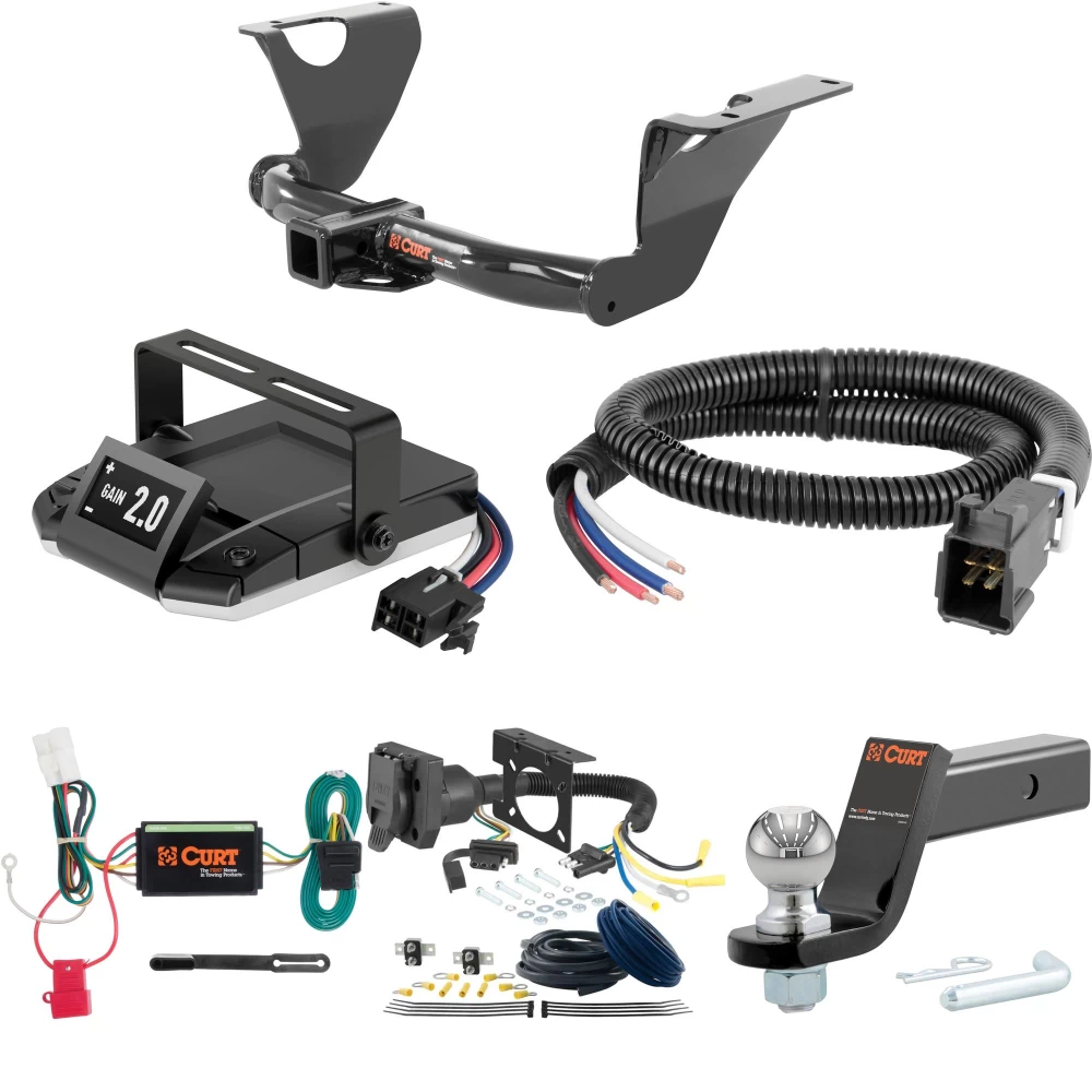 For 2010-2013 Subaru Outback Wagon Tow Package Camp n' Field Trailer Hitch + Brake Controller Curt Assure 51160 Proportional Up To 4 Axles + 7 Way Trailer Wiring Plug & 2-5/16" ball 4 inch drop Fits All Models Curt 13390 2 inch Tow Receiver
