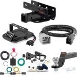 For 2020-2024 Jeep Wrangler JL Tow Package Camp n' Field Trailer Hitch + Brake Controller Curt Assure 51160 Proportional Up To 4 Axles + 7 Way Trailer Wiring Plug & 2-5/16" ball 4 inch drop Except diesel Curt 13392 2 inch Tow Receiver