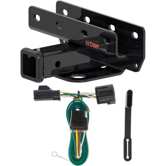 For 2007-2018 Jeep Wrangler JK Trailer Hitch + Wiring 4 Pin Fits All Models Curt 13392 55124 2 inch Tow Receiver