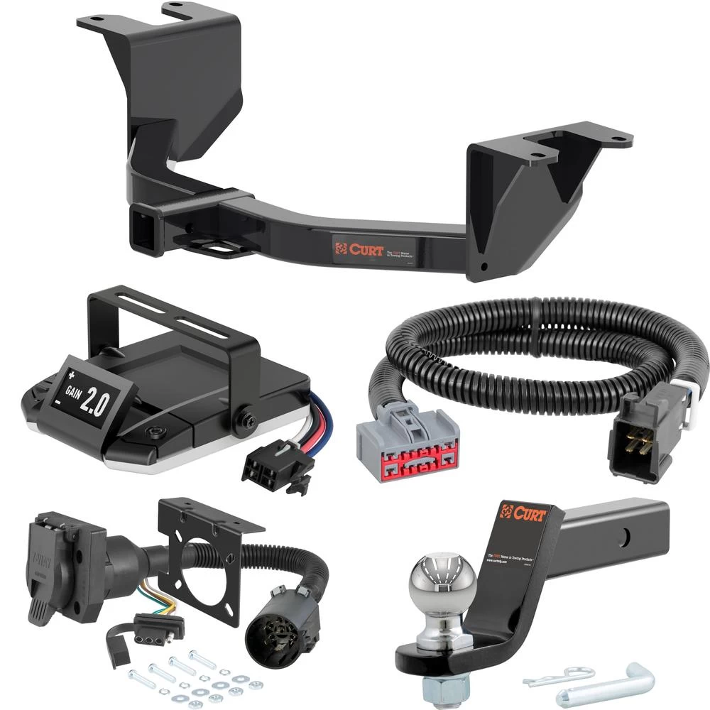 For 2022 GMC Sierra 1500 Limited Tow Package Camp n' Field Trailer Hitch + Brake Controller Curt Assure 51160 Proportional Up To 4 Axles + 7 Way Trailer Wiring Plug & 2-5/16" ball 4 inch drop Except factory receiver Curt 13393 2 inch Tow Receiver