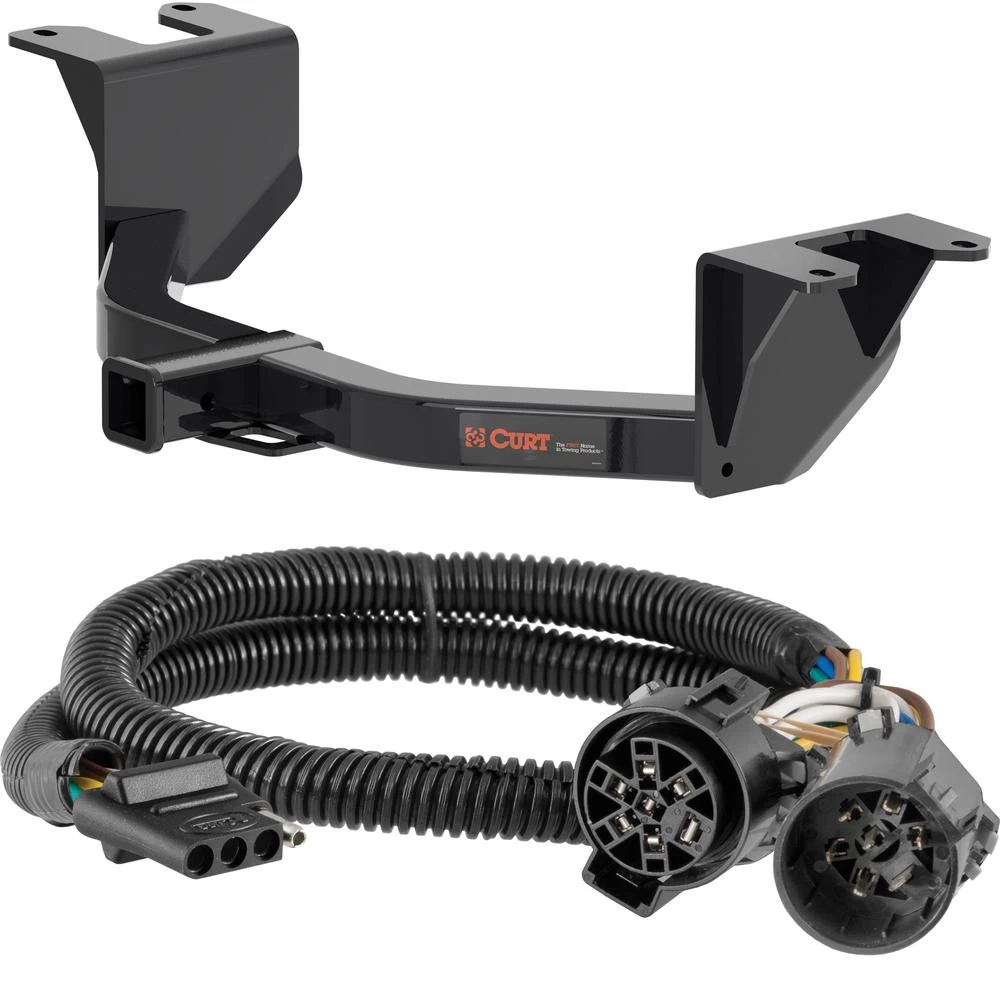 For 2019-2024 GMC Sierra 1500 Trailer Hitch + Wiring 4 Pin Except factory receiver Curt 13393 55384 2 inch Tow Receiver