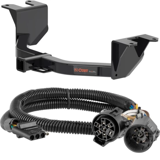 For 2019-2024 GMC Sierra 1500 Trailer Hitch + Wiring 4 Pin Except factory receiver Curt 13393 55384 2 inch Tow Receiver