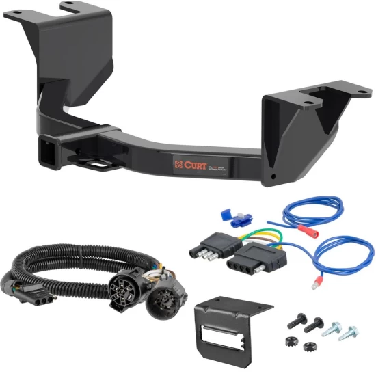 For 2019-2024 Chevy Silverado 1500 Trailer Hitch + Wiring 5 Pin Except factory receiver Curt 13393 2 inch Tow Receiver