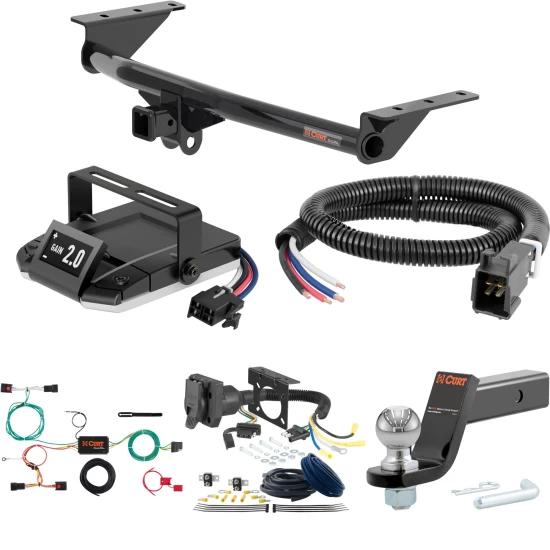 For 2015-2019 Land Rover Discovery Sport Tow Package Camp n' Field Trailer Hitch + Brake Controller Curt Assure 51160 Proportional Up To 4 Axles + 7 Way Trailer Wiring Plug & 2-5/16" ball 4 inch drop Except 5+2 seating Curt 13396 2 inch Tow Recei