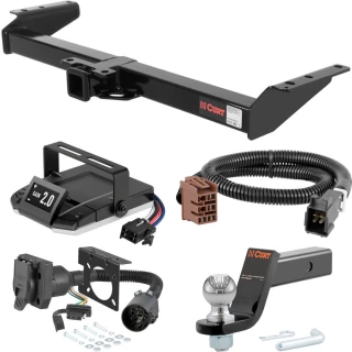 For 2001-2002 Chevy Tahoe Tow Package Camp n' Field Trailer Hitch + Brake Controller Curt Assure 51160 Proportional Up To 4 Axles + 7 Way Trailer Wiring Plug & 2-5/16" ball 4 inch drop Except 5.7L Curt 13402 2 inch Tow Receiver