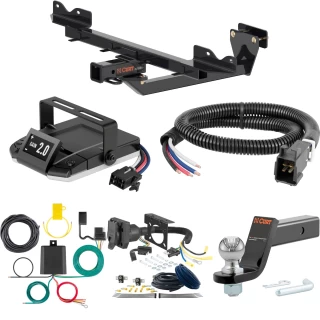 For 2012-2015 Mercedes ML350 Tow Package Camp n' Field Trailer Hitch + Brake Controller Curt Assure 51160 Proportional Up To 4 Axles + 7 Way Trailer Wiring Plug & 2-5/16" ball 4 inch drop Except Diesel Curt 13411 2 inch Tow Receiver