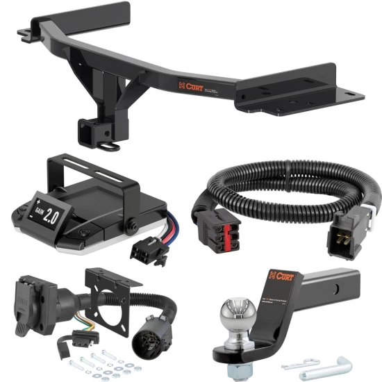 For 2020-2023 Ford Explorer Tow Package Camp n' Field Trailer Hitch + Brake Controller Curt Assure 51160 Proportional Up To 4 Axles + 7 Way Trailer Wiring Plug & 2-5/16" ball 4 inch drop Fits Models w/ Existing USCAR 7-way Curt 13438 2 inch Tow R