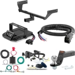 For 2021-2024 Nissan Rogue Tow Package Camp n' Field Trailer Hitch + Brake Controller Curt Assure 51160 Proportional Up To 4 Axles + 7 Way Trailer Wiring Plug & 2-5/16" ball 4 inch drop Fits All Models Curt 13471 2 inch Tow Receiver
