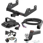 For 2022-2024 Ford F150 Tow Package Camp n' Field Trailer Hitch + Brake Controller Curt Assure 51160 Proportional Up To 4 Axles + 7 Way Trailer Wiring Plug & 2-5/16" ball 4 inch drop Fits Models w/o factory hitch except Police Responder w/ LED Ta
