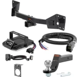 For 2020-2024 Cadillac XT6 Tow Package Camp n' Field Trailer Hitch + Brake Controller Curt Assure 51160 Proportional Up To 4 Axles + 7 Way Trailer Wiring Plug & 2-5/16" ball 4 inch drop Fits All Models Curt 13482 2 inch Tow Receiver
