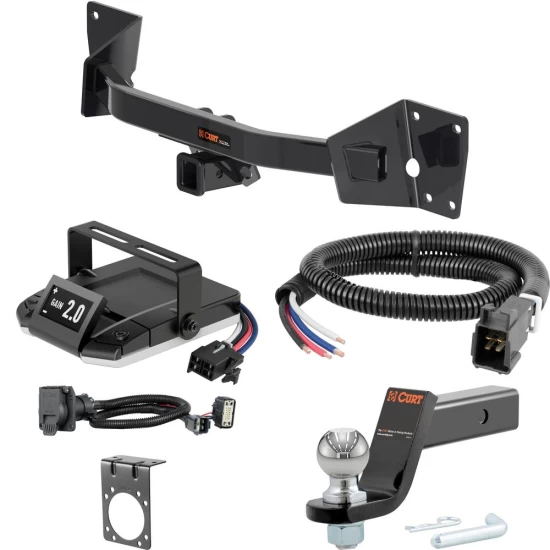 For 2020-2024 Cadillac XT6 Tow Package Camp n' Field Trailer Hitch + Brake Controller Curt Assure 51160 Proportional Up To 4 Axles + 7 Way Trailer Wiring Plug & 2-5/16" ball 4 inch drop Fits All Models Curt 13482 2 inch Tow Receiver