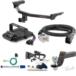 For 2022-2024 Nissan Pathfinder Tow Package Camp n' Field Trailer Hitch + Brake Controller Curt Assure 51160 Proportional Up To 4 Axles + 7 Way Trailer Wiring Plug & 2-5/16" ball 4 inch drop Fits w/ factory Tow Package Curt 13512 2 inch Tow Recei