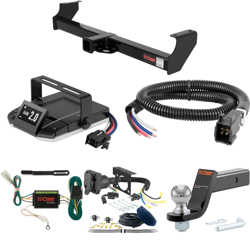 For 1999-2004 Suzuki Vitara Tow Package Camp n' Field Trailer Hitch + Brake Controller Curt Assure 51160 Proportional Up To 4 Axles + 7 Way Trailer Wiring Plug & 2-5/16" ball 4 inch drop Fits All Models Curt 13517 2 inch Tow Receiver