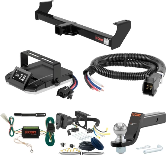 For 1999-2004 Suzuki Vitara Tow Package Camp n' Field Trailer Hitch + Brake Controller Curt Assure 51160 Proportional Up To 4 Axles + 7 Way Trailer Wiring Plug & 2-5/16" ball 4 inch drop Fits All Models Curt 13517 2 inch Tow Receiver