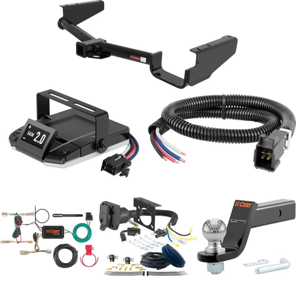For 2004-2006 Lexus RX330 Tow Package Camp n' Field Trailer Hitch + Brake Controller Curt Assure 51160 Proportional Up To 4 Axles + 7 Way Trailer Wiring Plug & 2-5/16" ball 4 inch drop Fits All Models Curt 13530 2 inch Tow Receiver