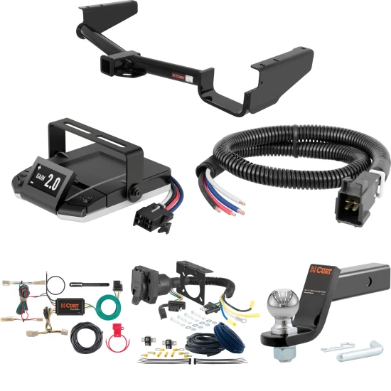 For 2004-2006 Lexus RX330 Tow Package Camp n' Field Trailer Hitch + Brake Controller Curt Assure 51160 Proportional Up To 4 Axles + 7 Way Trailer Wiring Plug & 2-5/16" ball 4 inch drop Fits All Models Curt 13530 2 inch Tow Receiver