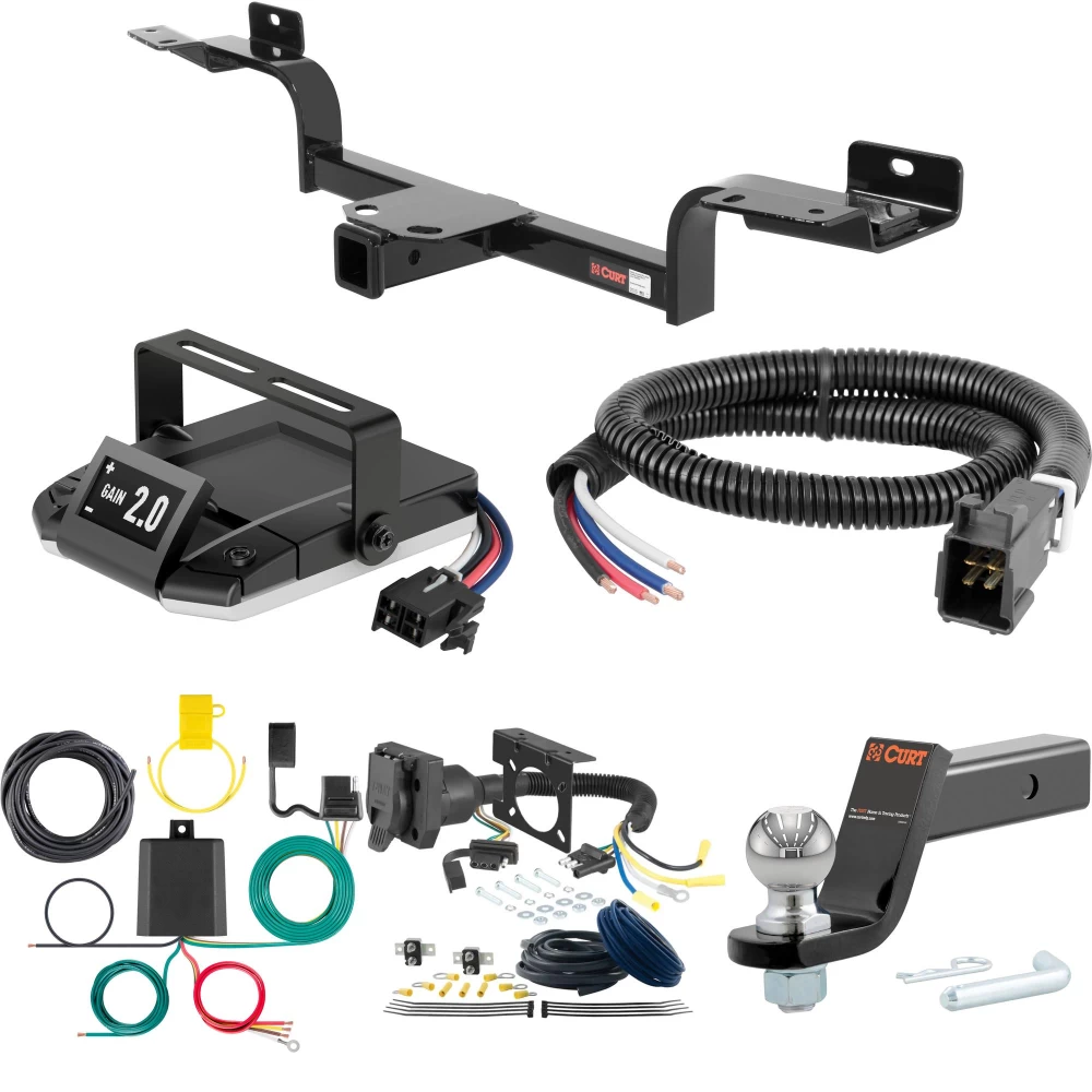 For 2003-2008 INFINITI FX35 Tow Package Camp n' Field Trailer Hitch + Brake Controller Curt Assure 51160 Proportional Up To 4 Axles + 7 Way Trailer Wiring Plug & 2-5/16" ball 4 inch drop Fits All Models Curt 13558 2 inch Tow Receiver