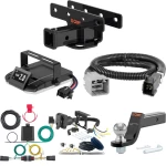 For 2020-2024 Jeep Wrangler JL Tow Package Camp n' Field Trailer Hitch + Brake Controller Curt Assure 51160 Proportional Up To 4 Axles + 7 Way Trailer Wiring Plug & 2-5/16" ball 4 inch drop Fits Diesel Only Curt 13564 2 inch Tow Receiver
