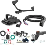 For 2023-2024 Mitsubishi Outlander PHEV Tow Package Camp n' Field Trailer Hitch + Brake Controller Curt Assure 51160 Proportional Up To 4 Axles + 7 Way Trailer Wiring Plug & 2-5/16" ball 4 inch drop Fits All Models Curt 13566 2 inch Tow Receiver