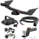 For 2023-2024 GMC Canyon Tow Package Camp n' Field Trailer Hitch + Brake Controller Curt Assure 51160 Proportional Up To 4 Axles + 7 Way Trailer Wiring Plug & 2-5/16" ball 4 inch drop Fits All Models Curt 13576 2 inch Tow Receiver