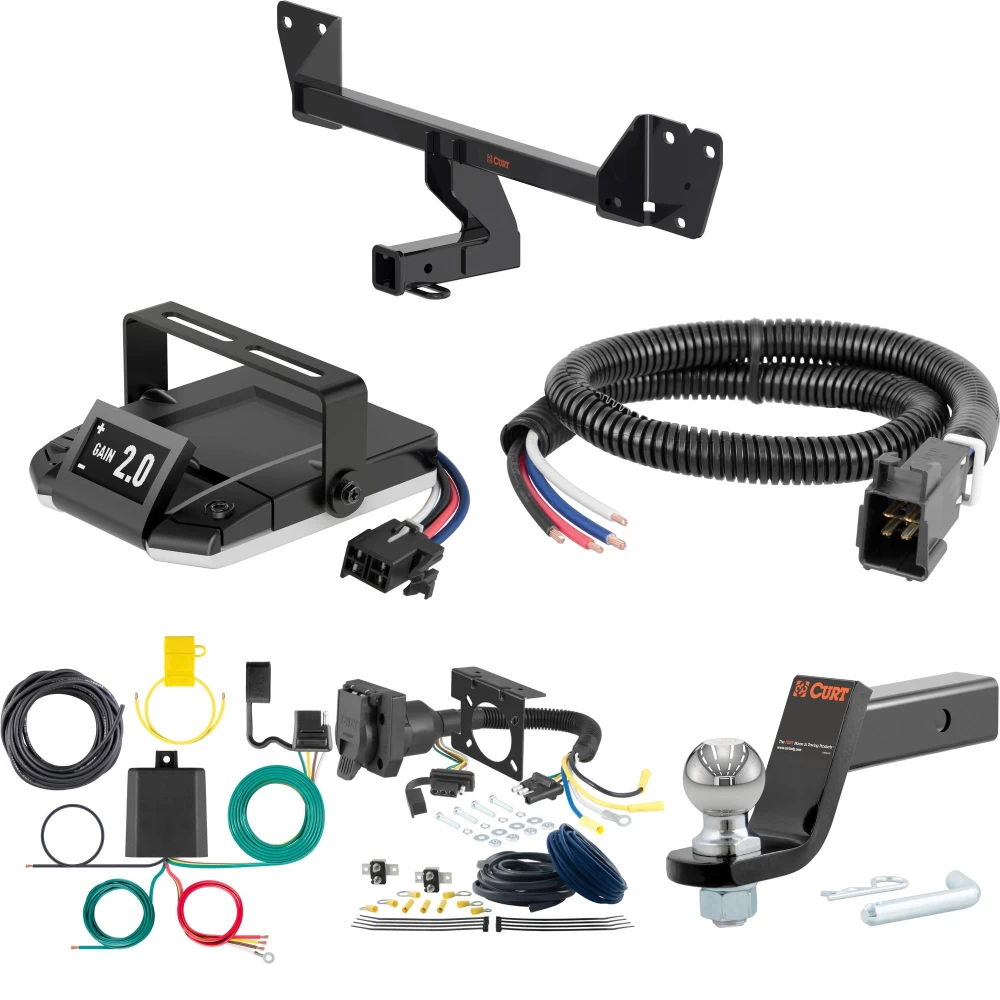 For 2021-2024 Chevy Trailblazer Tow Package Camp n' Field Trailer Hitch + Brake Controller Curt Assure 51160 Proportional Up To 4 Axles + 7 Way Trailer Wiring Plug & 2-5/16" ball 4 inch drop Fits Models w/ LED Taillights Curt 13584 2 inch Tow Rec
