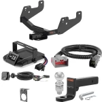 For 2015-2020 Ford F150 Tow Package Camp n' Field Trailer Hitch + Brake Controller Curt Assure 51160 Proportional Up To 4 Axles + 7 Way Trailer Wiring Plug & 2-5/16" ball 4 inch drop Fits w/ Factory Receiver Curt 14021 2 inch Tow Receiver