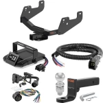 For 2022-2024 Ford F150 Tow Package Camp n' Field Trailer Hitch + Brake Controller Curt Assure 51160 Proportional Up To 4 Axles + 7 Way Trailer Wiring Plug & 2-5/16" ball 4 inch drop Fits Models w/ Factory Receiver w/ LED Tail back sensors & 