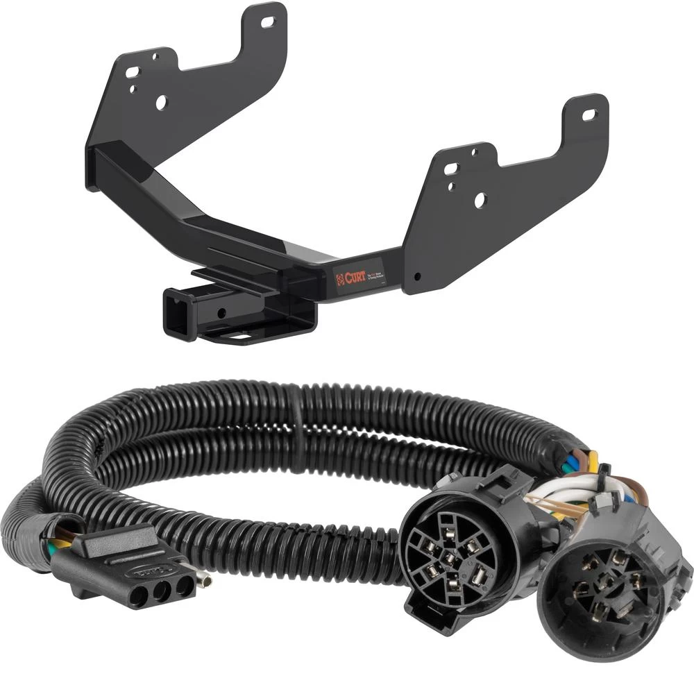 For 2022-2024 Ford F150 Trailer Hitch + Wiring 4 Pin Fits Models w/ Factory Receiver w/ USCAR 7-way Factory Connector Curt 14021 55384 2 inch Tow Receiver