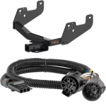 For 2022-2024 Ford F150 Trailer Hitch + Wiring 4 Pin Fits Models w/ Factory Receiver w/ USCAR 7-way Factory Connector Curt 14021 55384 2 inch Tow Receiver