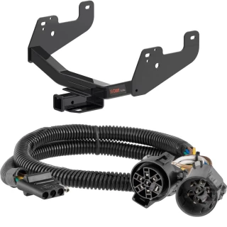 For 2022-2024 Ford F150 Trailer Hitch + Wiring 4 Pin Fits Models w/ Factory Receiver w/ USCAR 7-way Factory Connector Curt 14021 55384 2 inch Tow Receiver