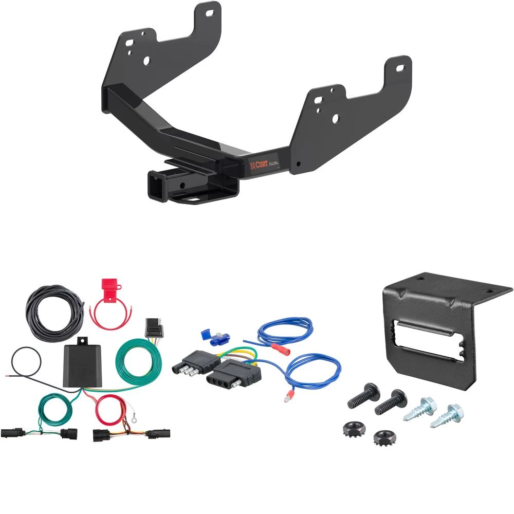 For 2022-2024 Ford F150 Trailer Hitch + Wiring 5 Pin Fits w/ Factory Receiver w/ LED Taillights Curt 14021 2 inch Tow Receiver