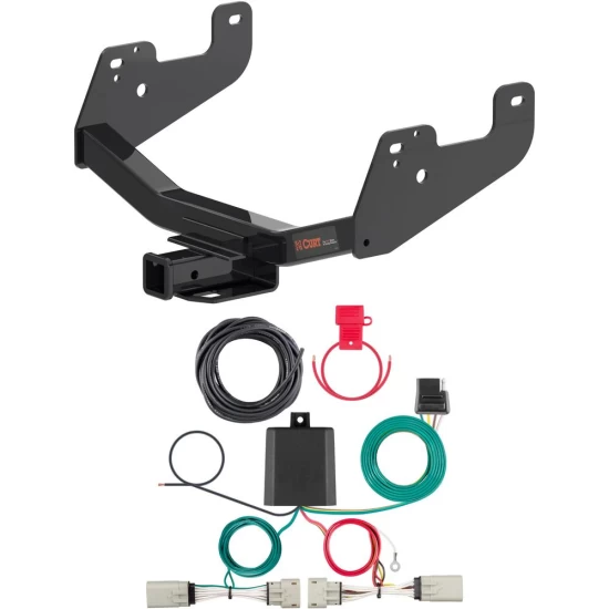 For 2022-2024 Ford F150 Trailer Hitch + Wiring 4 Pin Fits Models w/ Factory Receiver w/ LED Tail back sensors & scale Curt 14021 56486 2 inch Tow Receiver