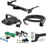 For 1975-1991 Ford E150 Tow Package Camp n' Field Trailer Hitch + Brake Controller Curt Assure 51160 Proportional Up To 4 Axles + 7 Way Trailer Wiring Plug & 2-5/16" ball 4 inch drop Fits All Except Cutaway Chassis or Shuttle Bus Curt 14053 2 inc