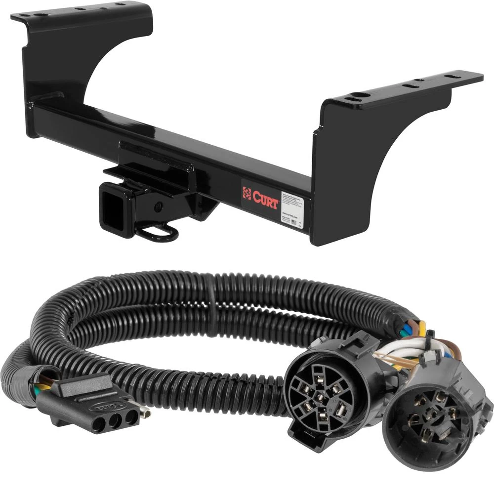 For 2015-2024 Ram 5500 Trailer Hitch + Wiring 4 Pin Fits Models w/ USCAR 7-way Factory Connector Cab & Chassis Curt 14070 55384 2 inch Tow Receiver