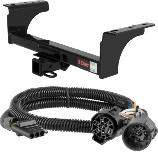 For 2015-2024 Ram 5500 Trailer Hitch + Wiring 4 Pin Fits Models w/ USCAR 7-way Factory Connector Cab & Chassis Curt 14070 55384 2 inch Tow Receiver