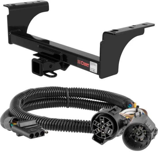 For 2015-2024 Ram 5500 Trailer Hitch + Wiring 4 Pin Fits Models w/ USCAR 7-way Factory Connector Cab & Chassis Curt 14070 55384 2 inch Tow Receiver