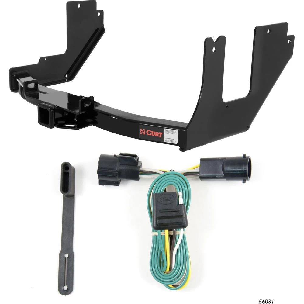 For 2005 Ford F150 Trailer Hitch + Wiring 4 Pin Fits w/ Factory 4-Flat Curt 14357 56031 2 inch Tow Receiver