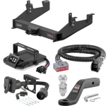 For 2020-2024 GMC Sierra 2500 HD Tow Package Camp n' Field Trailer Hitch + Brake Controller Curt Assure 51160 Proportional Up To 4 Axles + 7 Way Trailer Wiring Plug & 2-5/16" ball 4 inch drop Except factory receiver Curt 15007 2 inch Tow Receiver