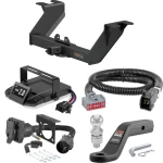 For 2019-2024 Chevy Silverado 1500 Tow Package Camp n' Field Trailer Hitch + Brake Controller Curt Assure 51160 Proportional Up To 4 Axles + 7 Way Trailer Wiring Plug & 2-5/16" ball 4 inch drop Fits w/ Factory Receiver Curt 15307 2 inch Tow Recei