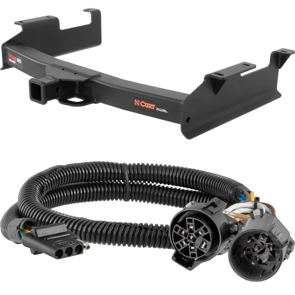 For 2007-2010 GMC Sierra 2500 HD Trailer Hitch + Wiring 4 Pin Fits 8' bed factory replacement hitch Curt 15312 55384 2 inch Tow Receiver