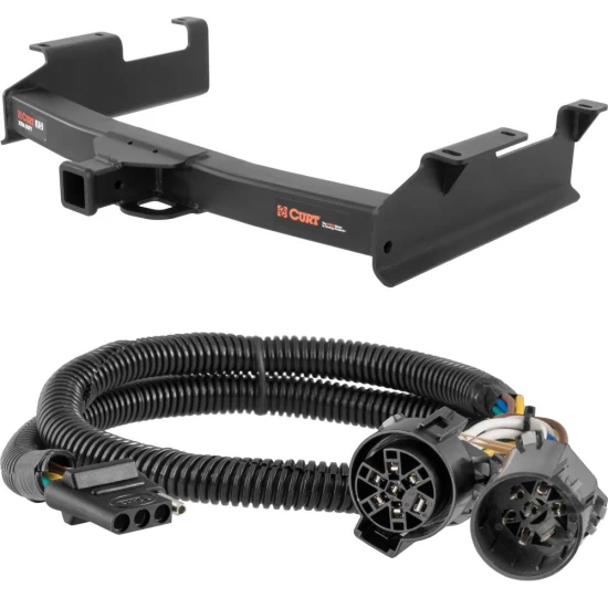 For 2007-2010 GMC Sierra 2500 HD Trailer Hitch + Wiring 4 Pin Fits 8' bed factory replacement hitch Curt 15312 55384 2 inch Tow Receiver